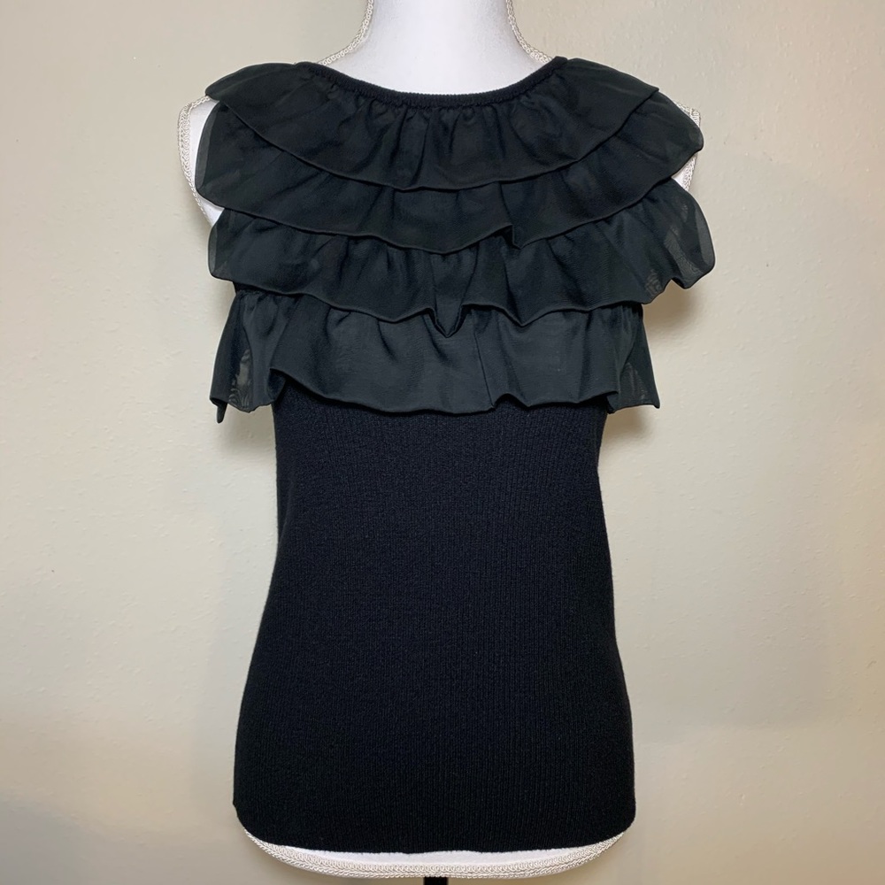 One 7 Six ribbed knit tank with ruffle top
